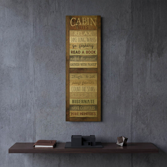 'Cabin Rules' By Marla Rae Gold Metal Wall Art
