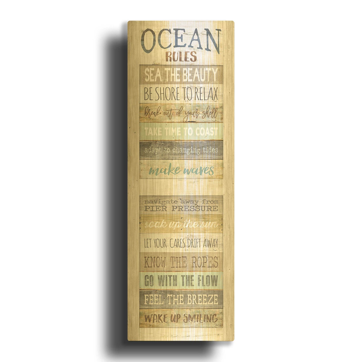 'Ocean Rules' By Marla Rae Gold Metal Wall Art