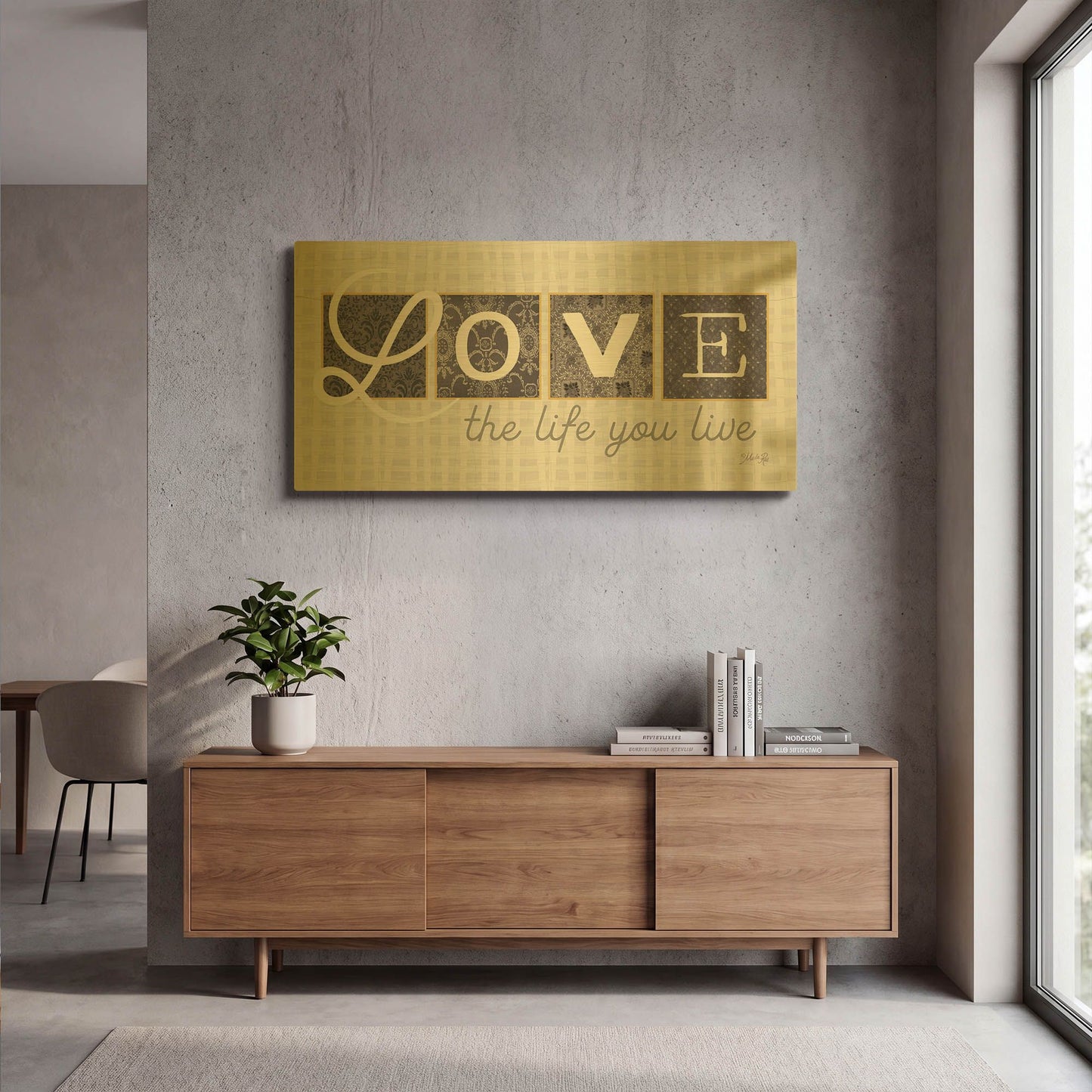 'Love the Life You Live in Gray' By Marla Rae Gold Metal Wall Art