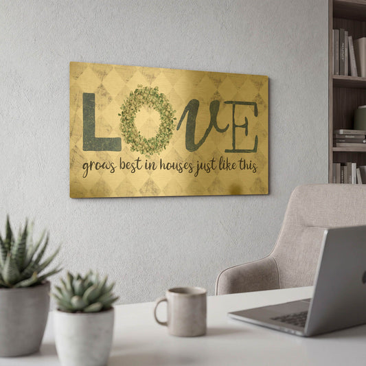 'Love Grows Best' By Marla Rae Gold Metal Wall Art