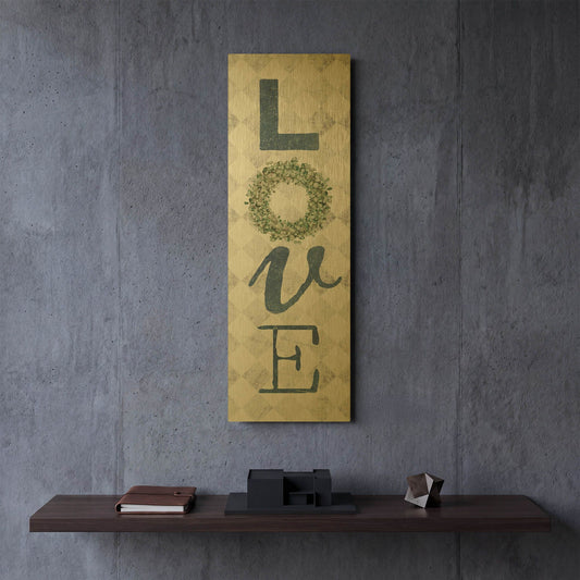 'Love with Eucalyptus Wreath II' By Marla Rae Gold Metal Wall Art