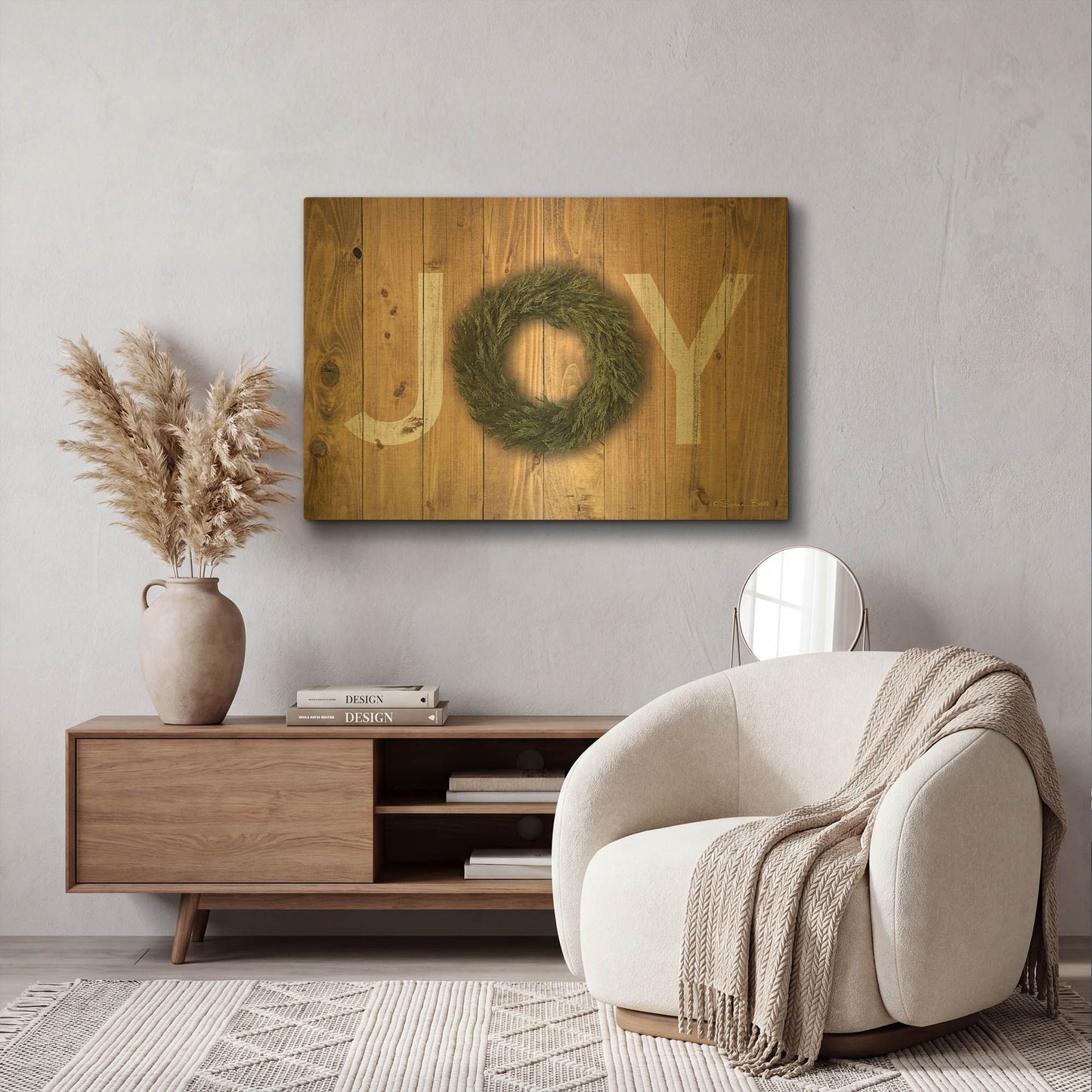'Joy Cedar Wreath' By Susan Ball Gold Metal Wall Art