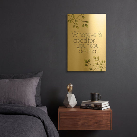 'Greenery Good for Your Soul' By Susan Ball Gold Metal Wall Art