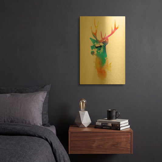 'Sunny Stag' By Robert Farkas Gold Metal Wall Art