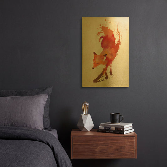 'Vulpes Vulpes' By Robert Farkas Gold Metal Wall Art