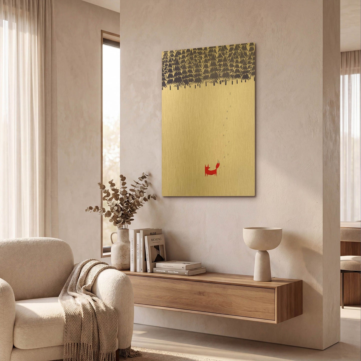 'Alone In The Forest' By Robert Farkas Gold Metal Wall Art