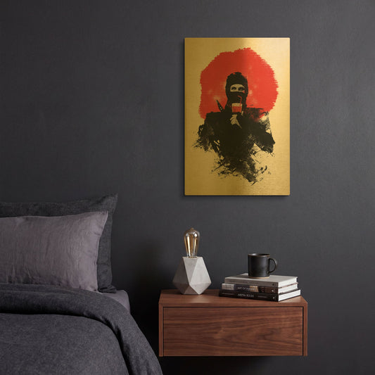 'American Ninja' By Robert Farkas Gold Metal Wall Art