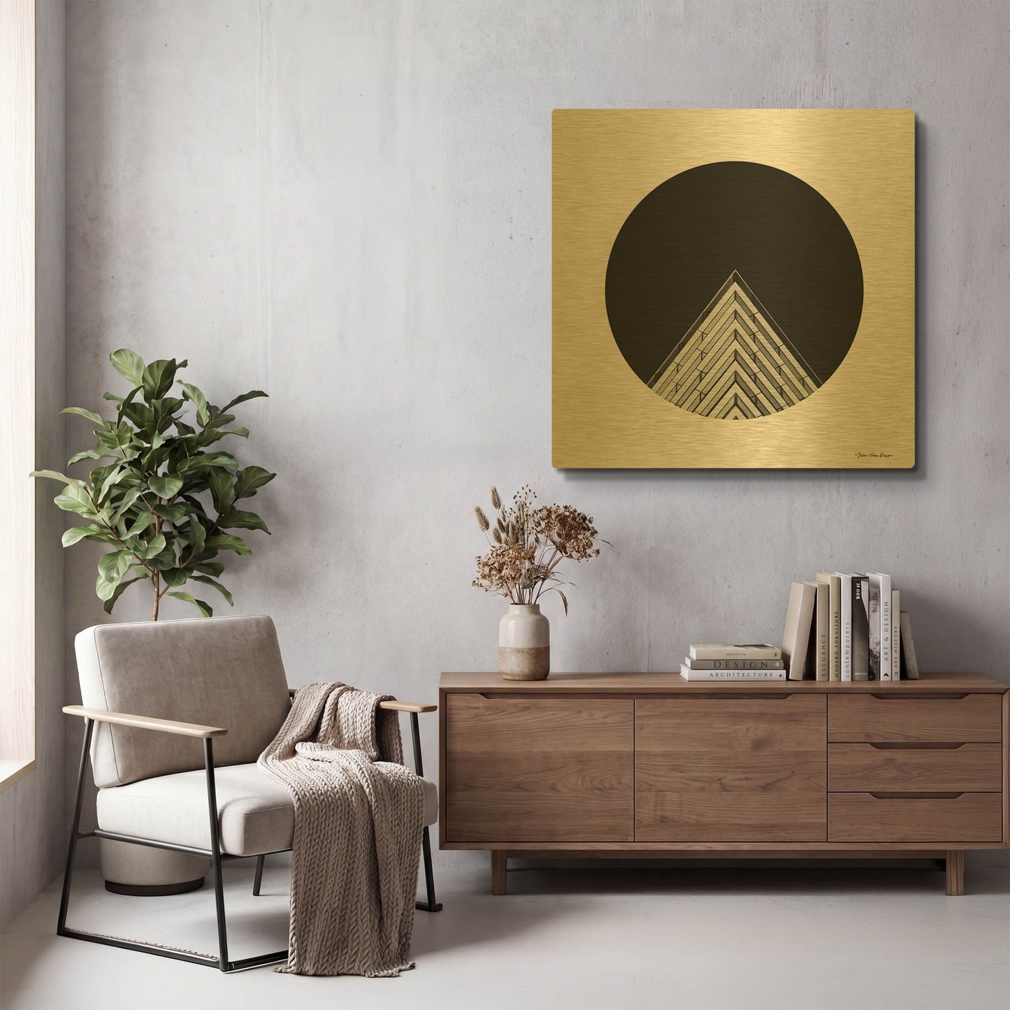 'Triangular Architecture' By Seven Trees Design Gold Metal Wall Art