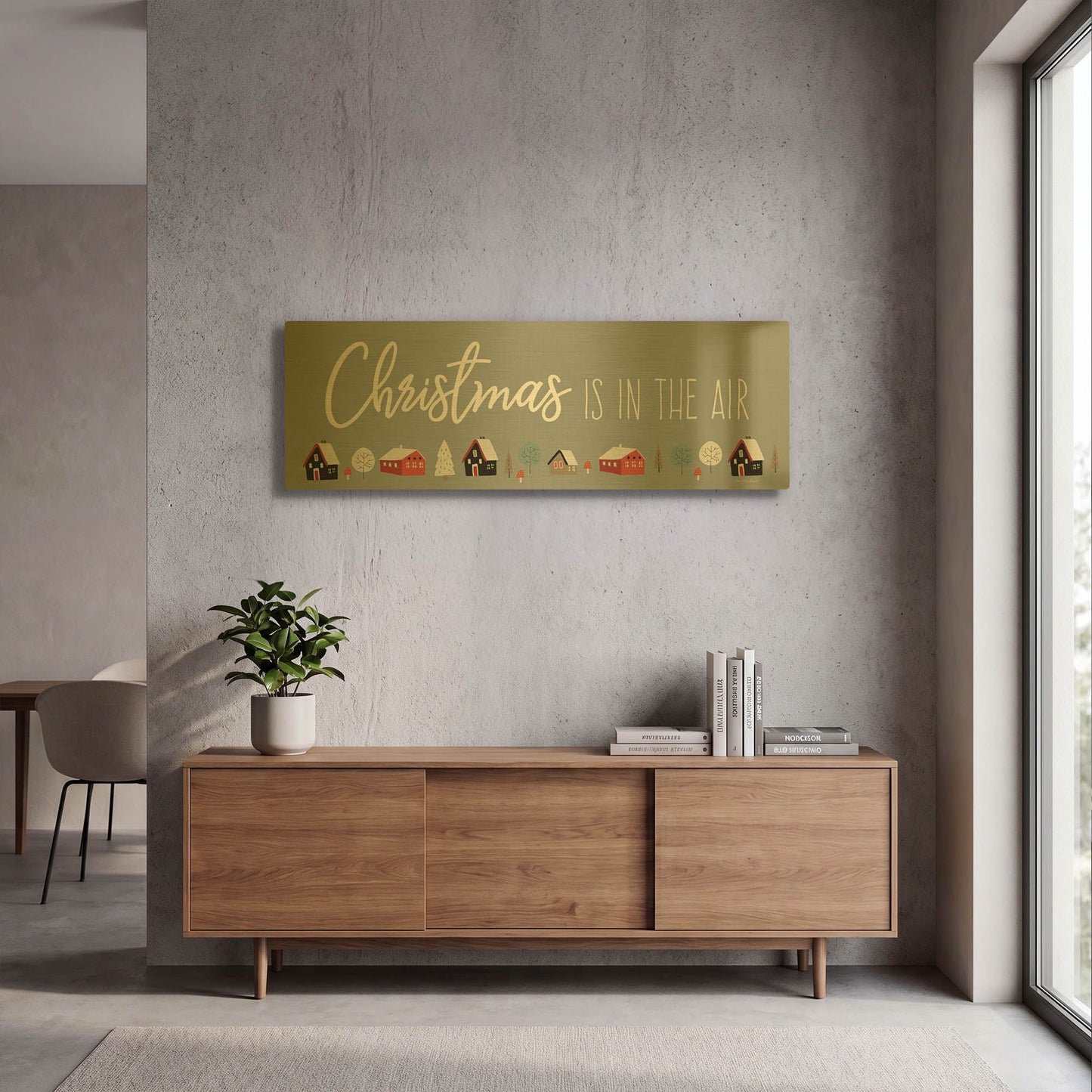 'Christmas is in the Air' By Seven Trees Design Gold Metal Wall Art
