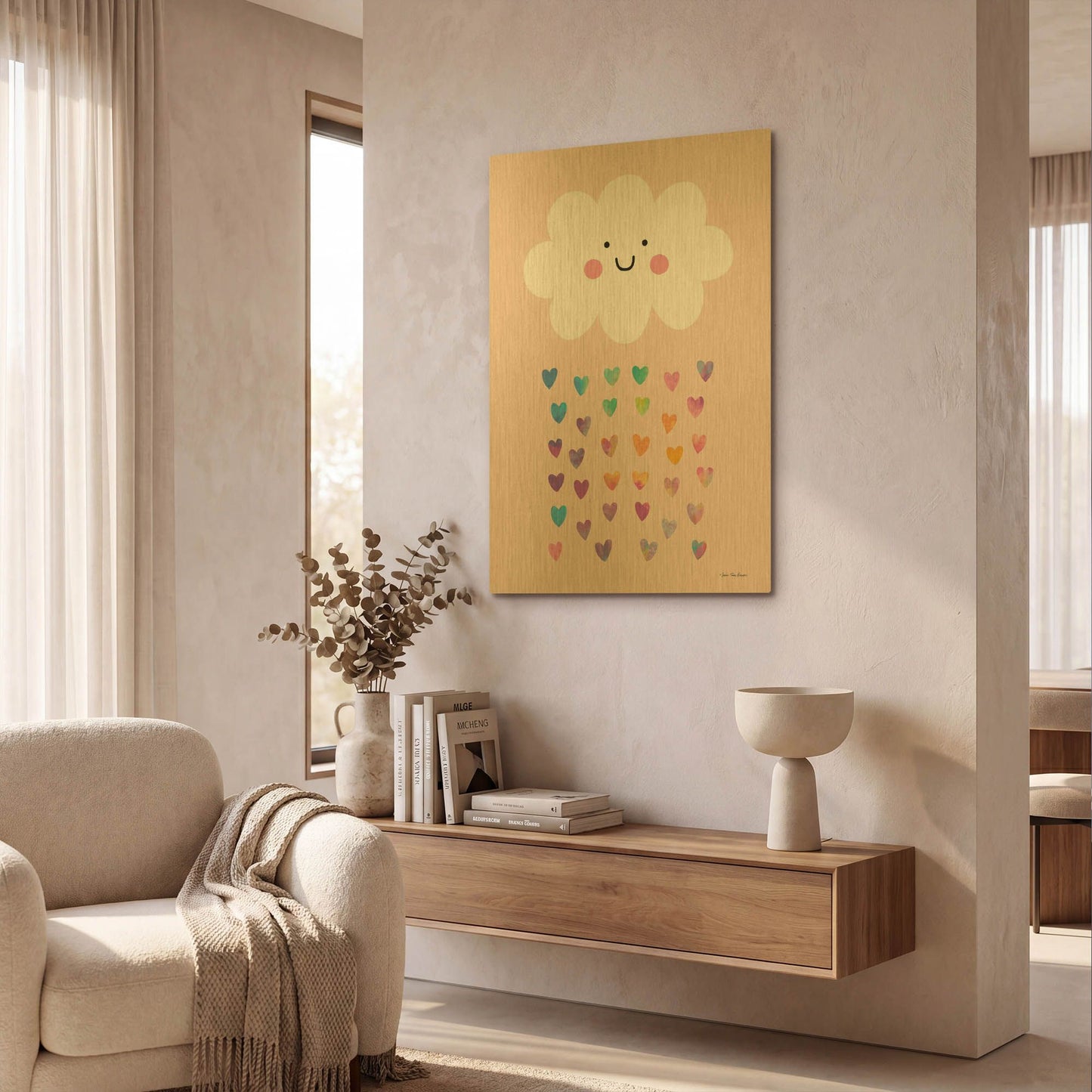 'Happy Cloud' By Seven Trees Design Gold Metal Wall Art