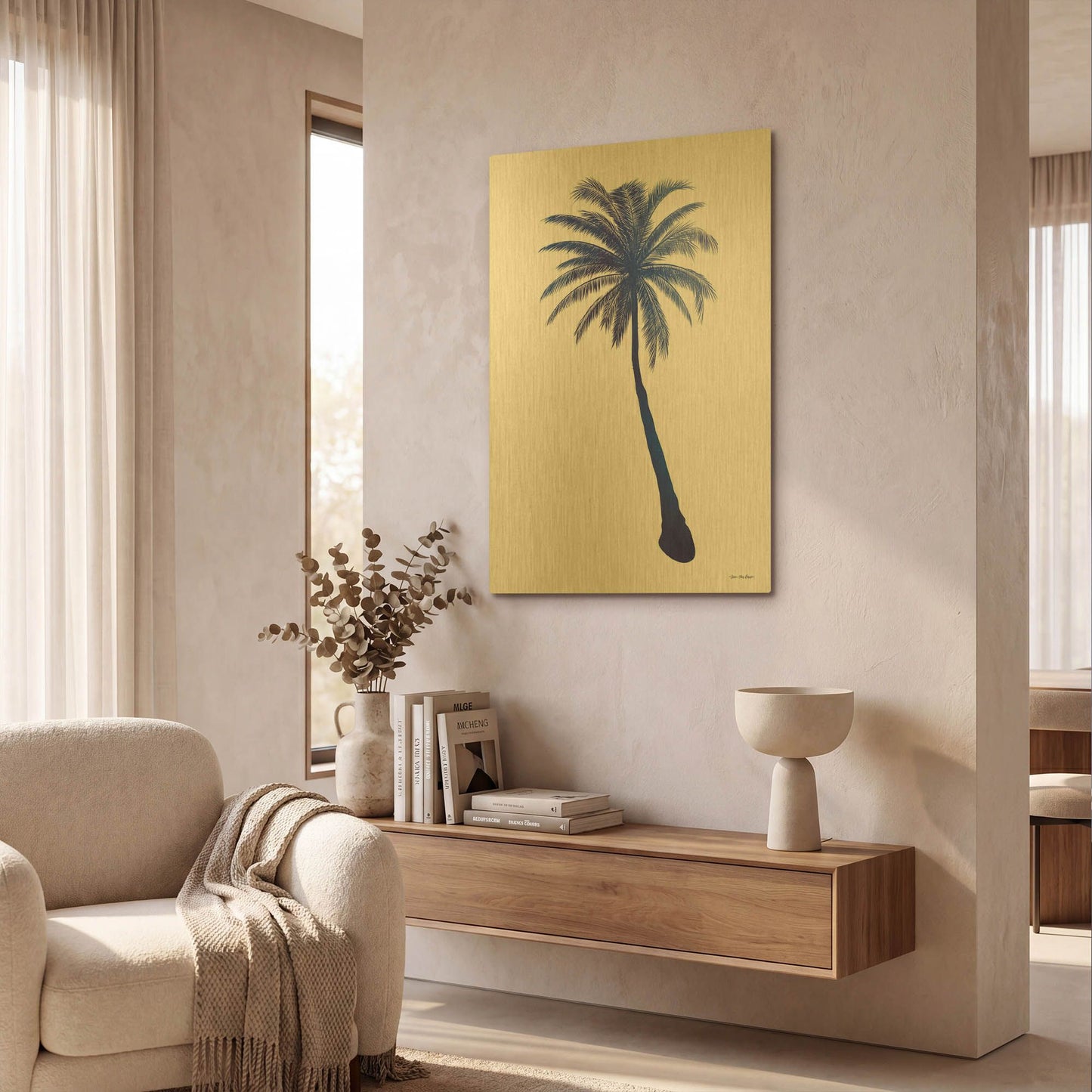 'Blue Palm Tree I' By Seven Trees Design Gold Metal Wall Art