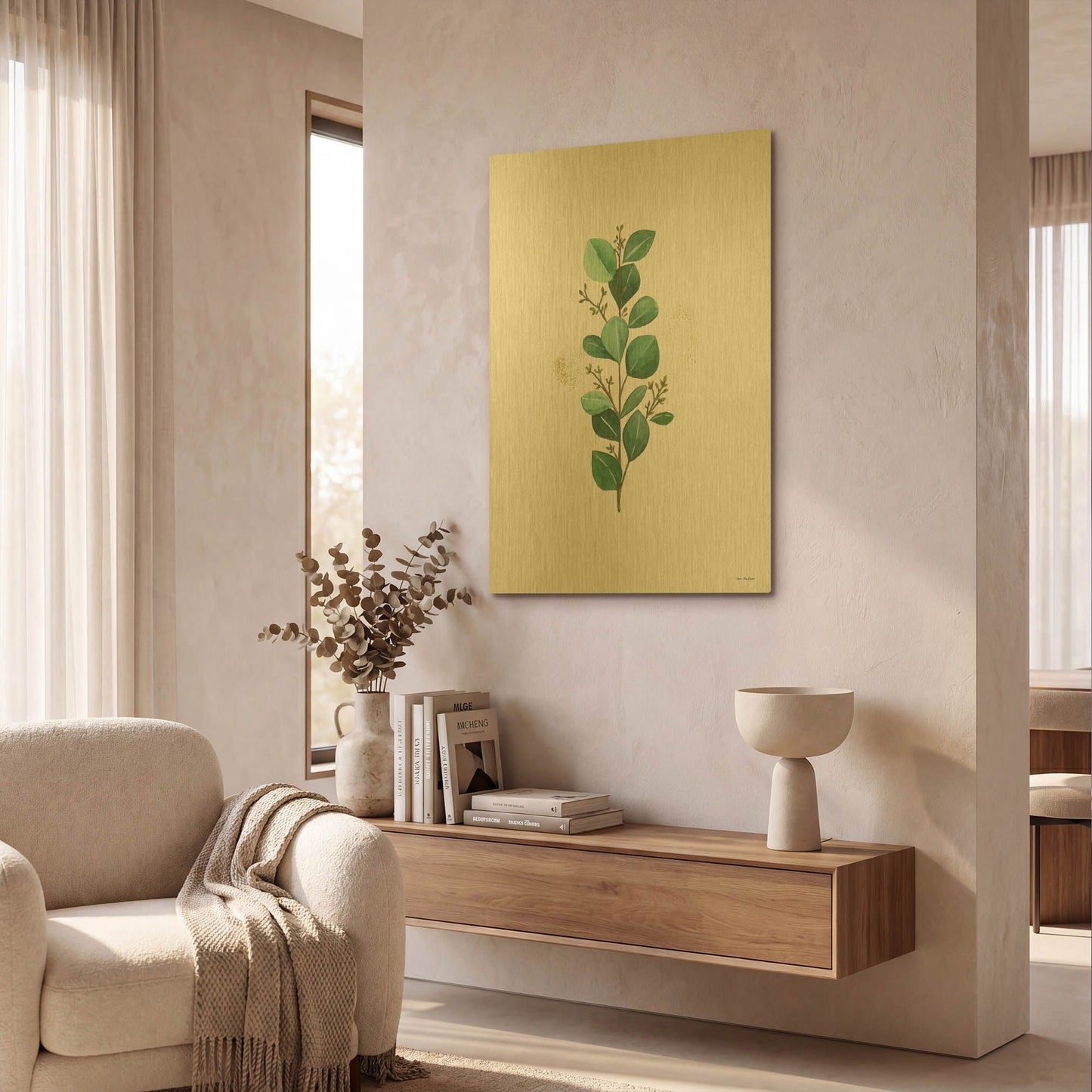 'Eucalyptus II' By Seven Trees Design Gold Metal Wall Art