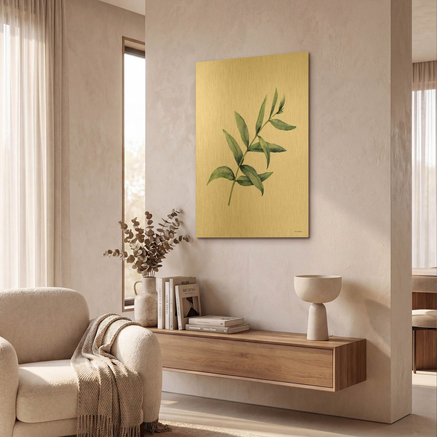 'Eucalyptus V' By Seven Trees Design Gold Metal Wall Art