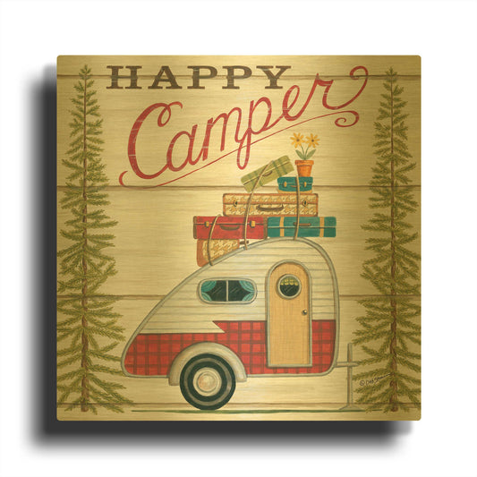'Happy Camper' By Deb Strain Gold Metal Wall Art