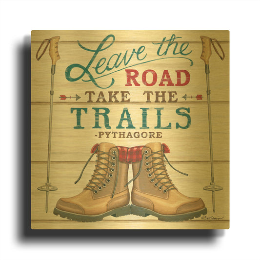 'Leave the Road' By Deb Strain Gold Metal Wall Art