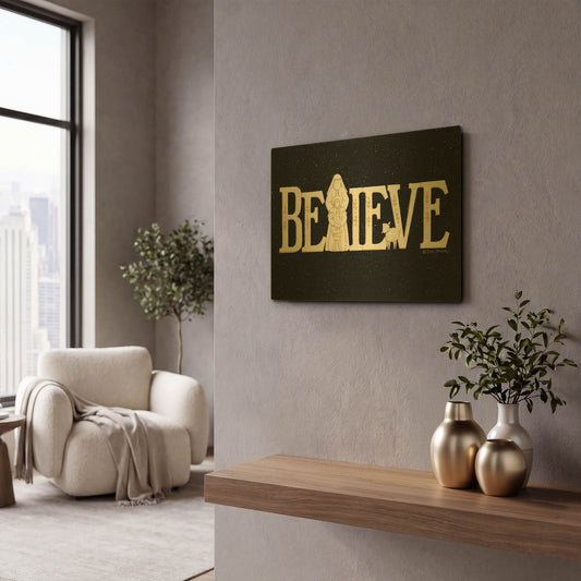 'Believe' By Deb Strain Gold Metal Wall Art