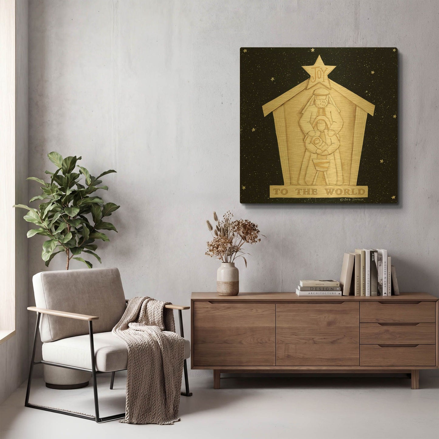 'Joy Manger' By Deb Strain Gold Metal Wall Art
