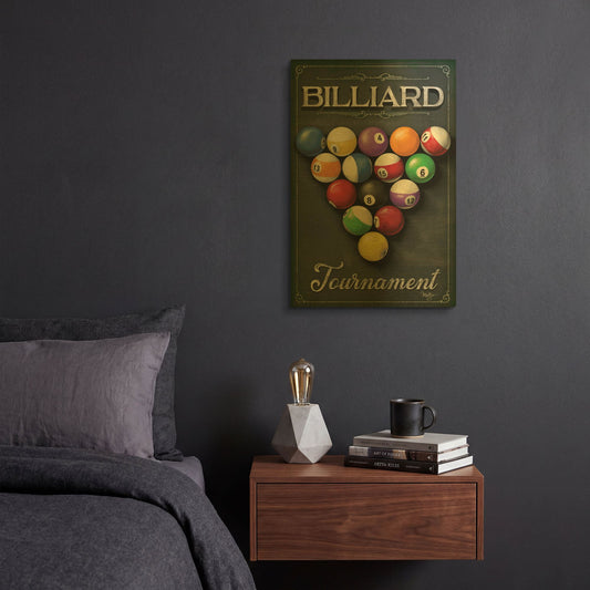 'Billiards Tournament' By Mollie B Art Gold Metal Wall Art