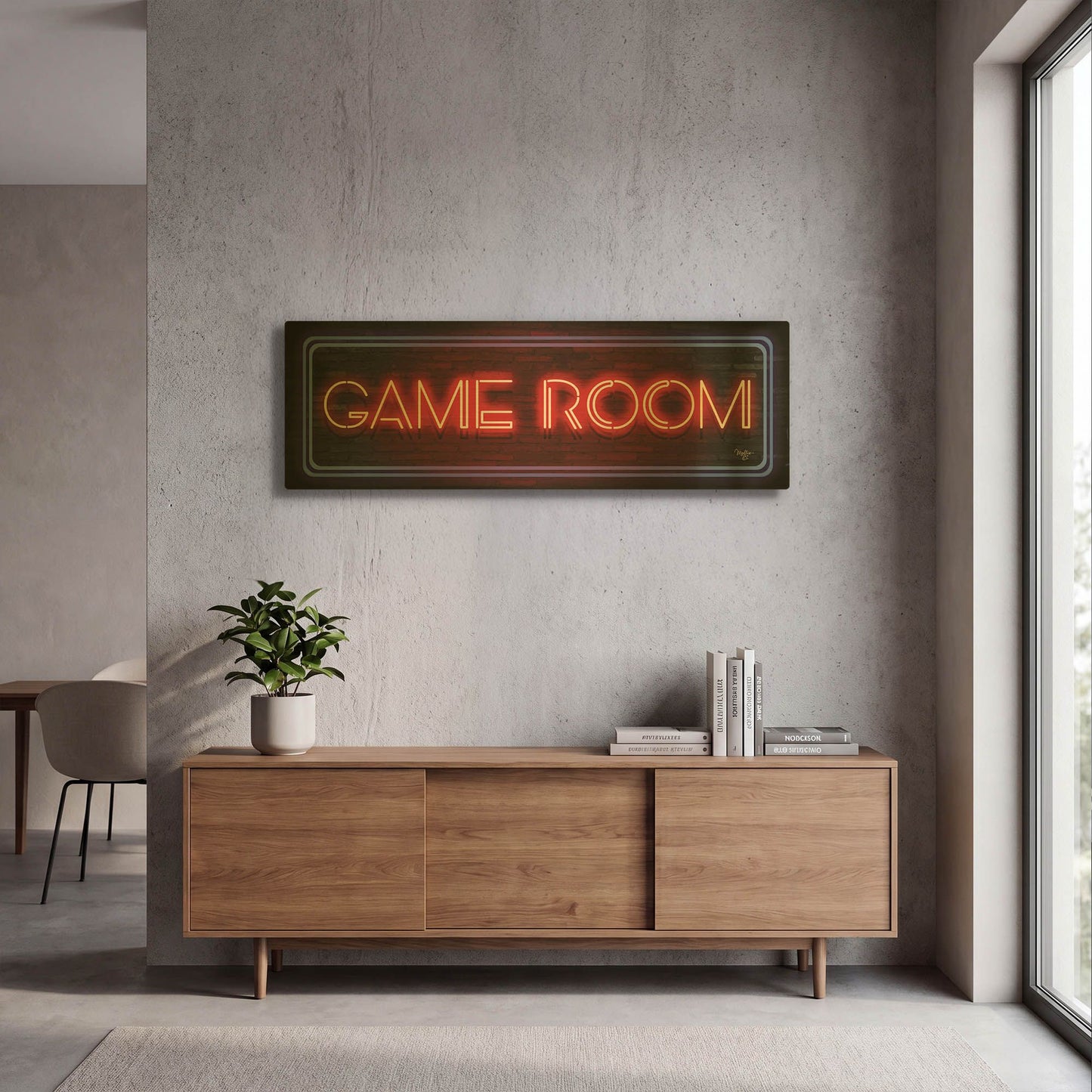 'Game Room Neon Sign' By Mollie B Art Gold Metal Wall Art