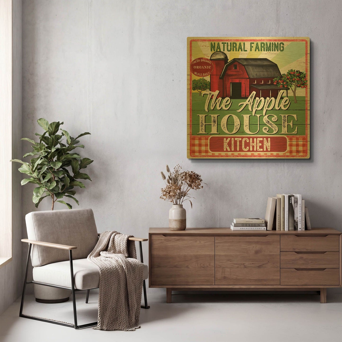 'The Apple House Kitchen' By Mollie B Art Gold Metal Wall Art