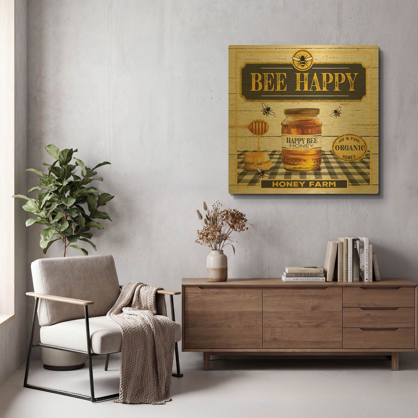 'Honey' By Mollie B Art Gold Metal Wall Art