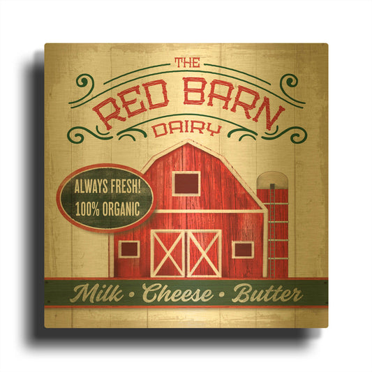 'The Red Barn' By Mollie B Art Gold Metal Wall Art