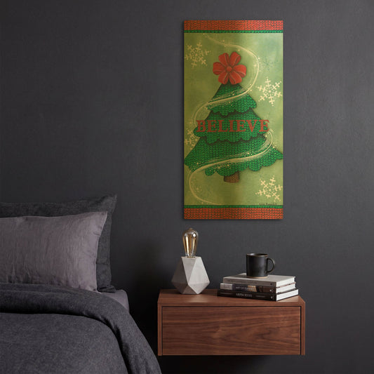'Believe Stitch Tree' By Lisa Kennedy Gold Metal Wall Art