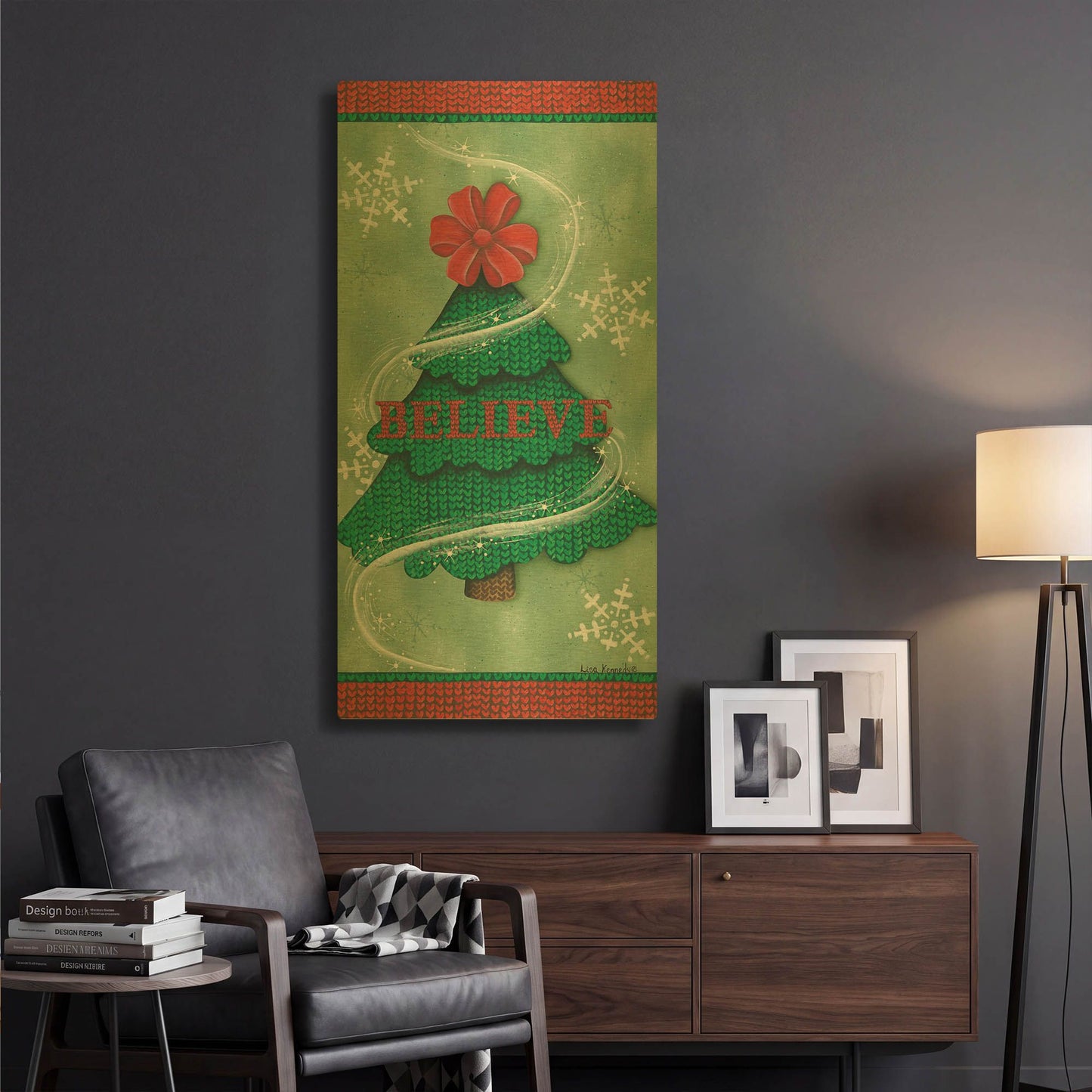 'Believe Stitch Tree' By Lisa Kennedy Gold Metal Wall Art