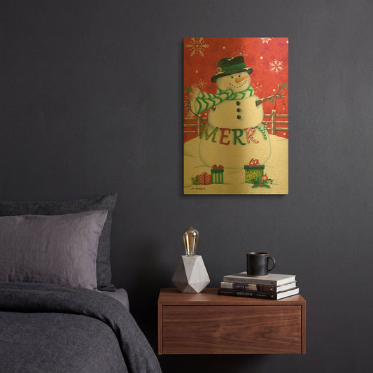 'Hope Snowman' By Lisa Kennedy Gold Metal Wall Art