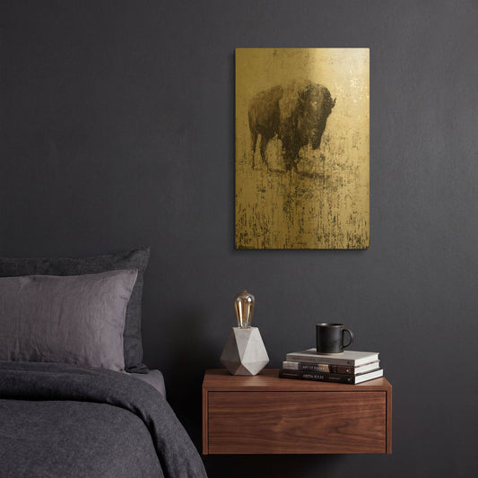 'Lone Buffalo' By Matt Flint Gold Metal Wall Art