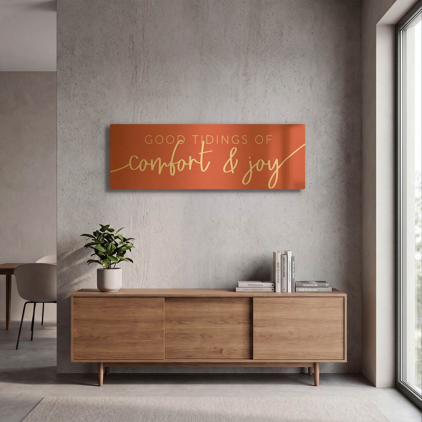 'Good Tidings of Comfort & Joy' By Lux + Me Gold Metal Wall Art