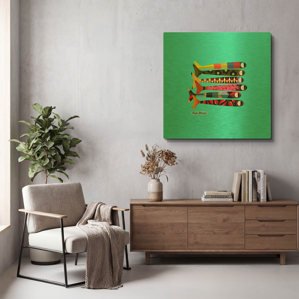 'Fish Sticks' By Chuck Wimmer Gold Metal Wall Art
