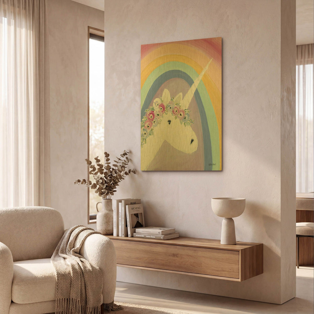 'Floral Unicorn I' By Roey Ebert Gold Metal Wall Art