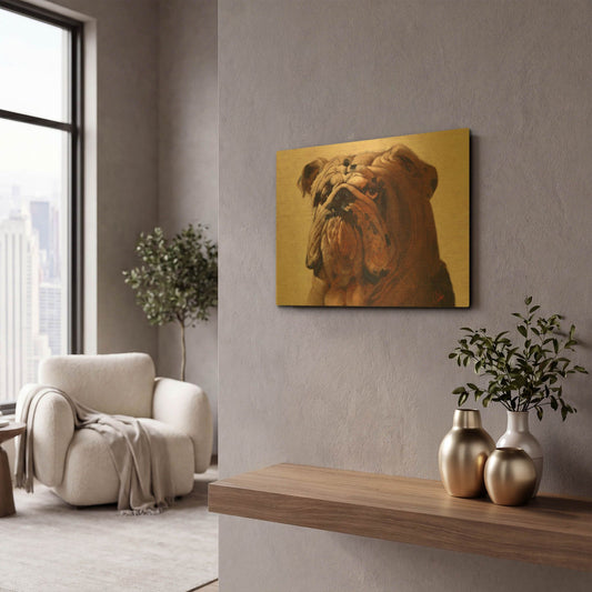 'Bulldog' By Thomas Fluharty Gold Metal Wall Art