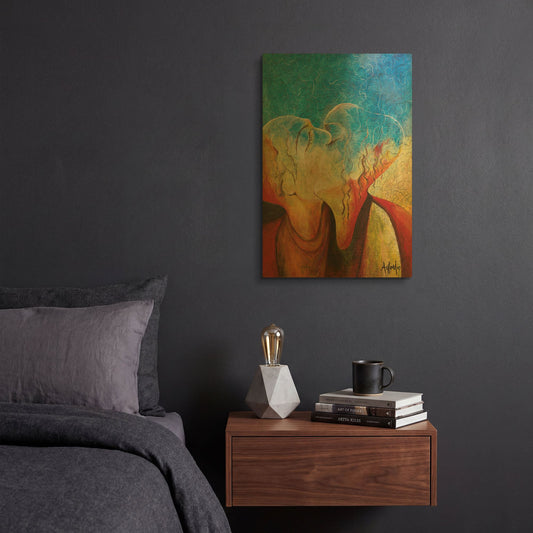 'The Kiss' By Samedin Asllani Gold Metal Wall Art