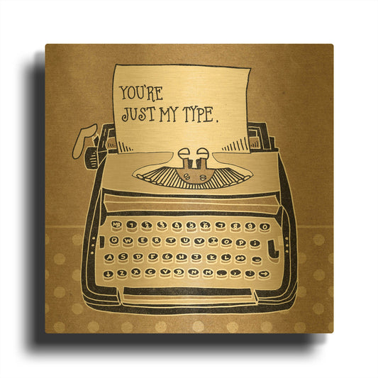 'Youre My Type Taupe' By Mary Urban Gold Metal Wall Art