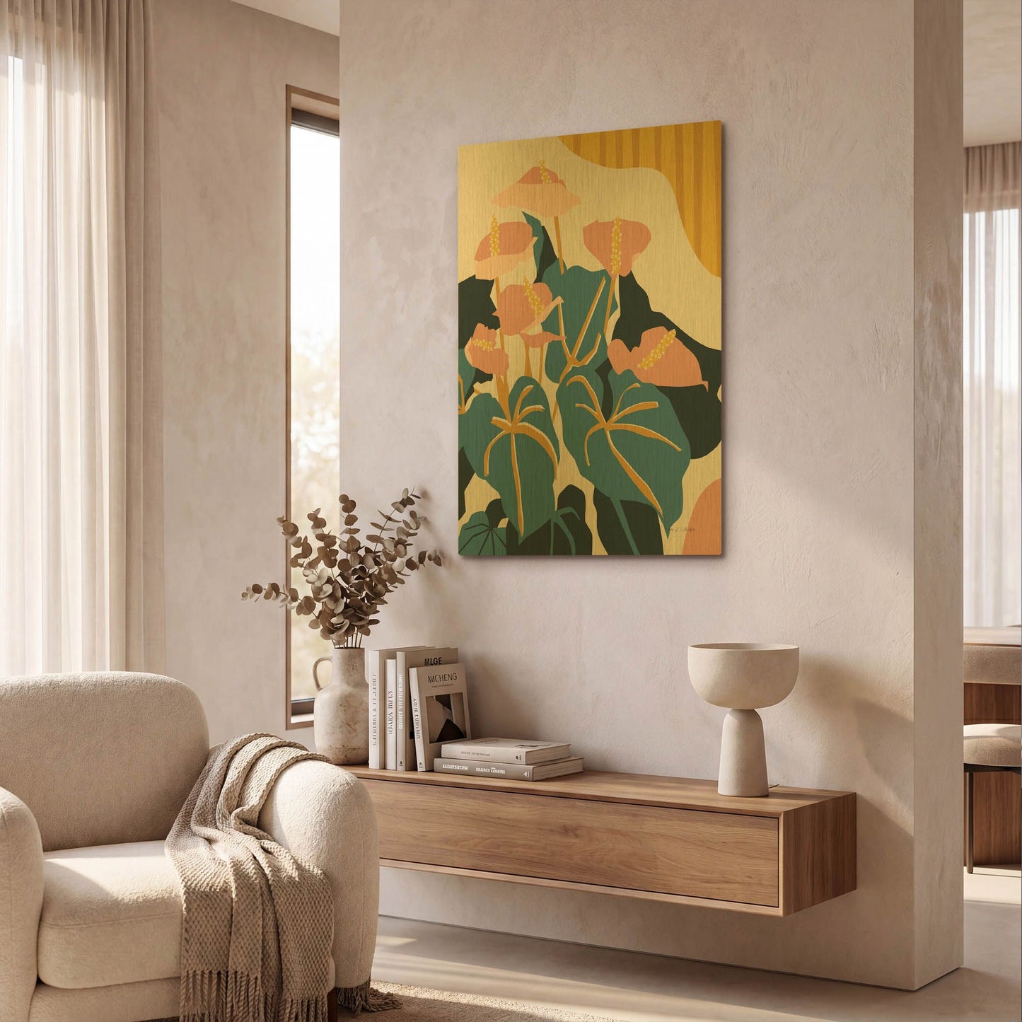 'Anthurium' By Megan Gallagher Gold Metal Wall Art