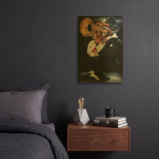 'Jazzman Papa Joe' By Leonard Jones Gold Metal Wall Art