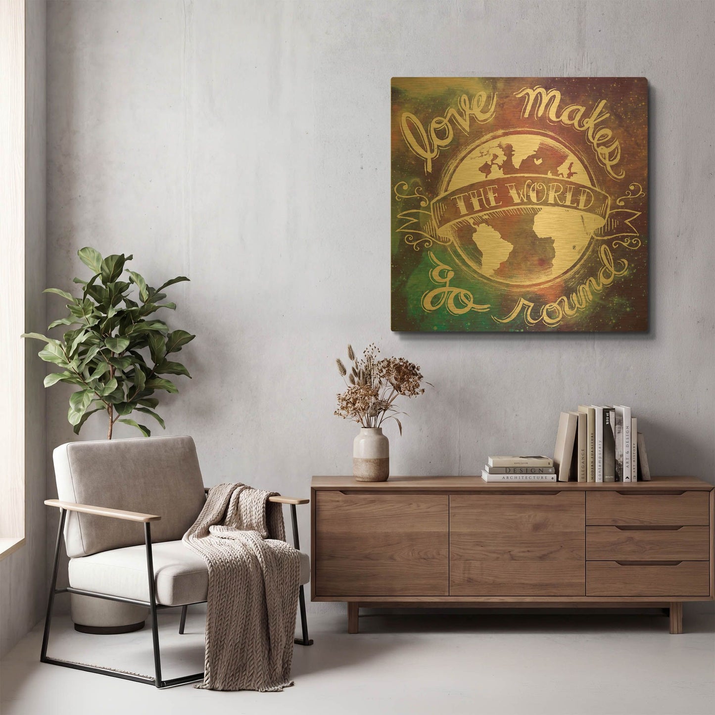 'Universe Galaxy Love Makes' By Mary Urban Gold Metal Wall Art