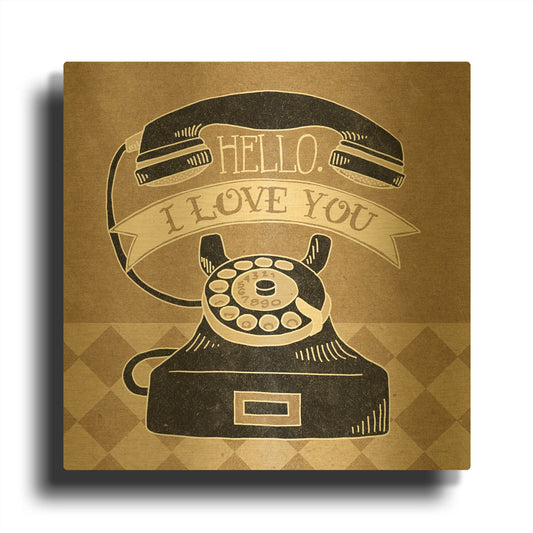 'Hello I Love You Taupe' By Mary Urban Gold Metal Wall Art