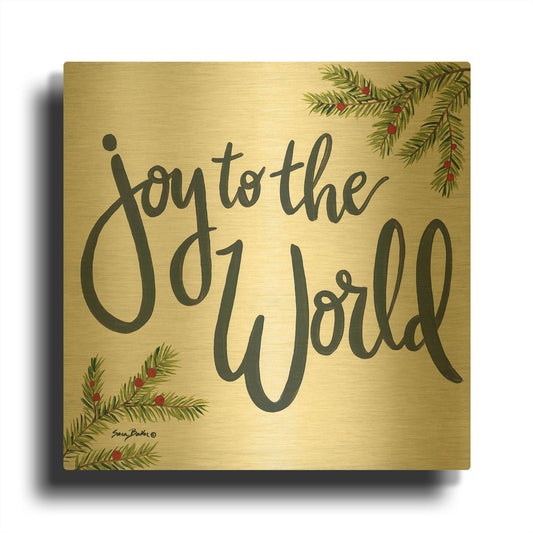 'Joy to the World' By Sara Baker Gold Metal Wall Art
