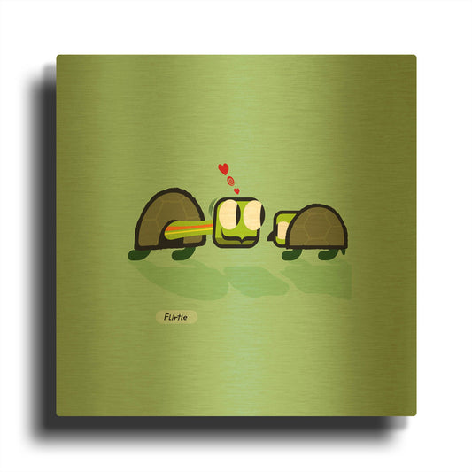 'Flirtle' By Chuck Wimmer Gold Metal Wall Art