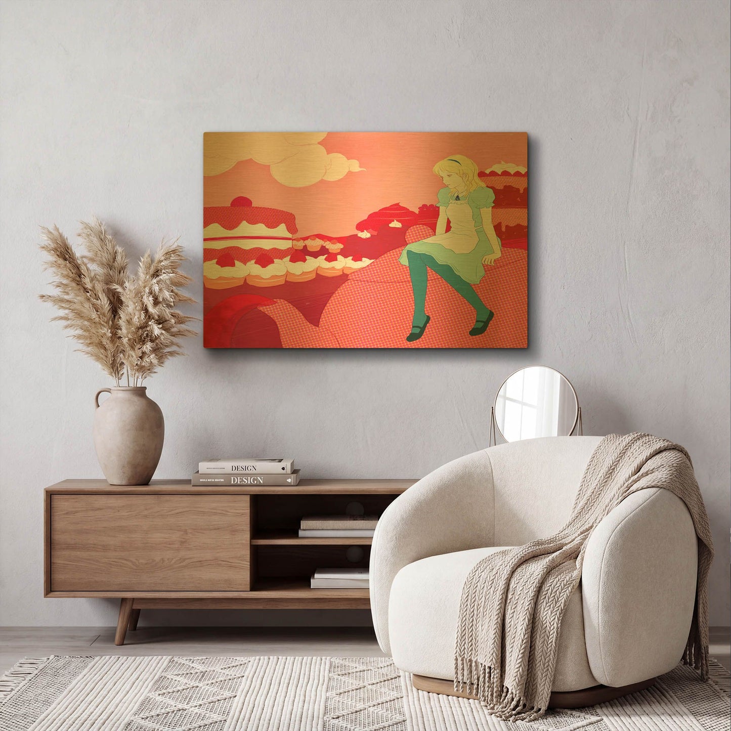 'Alice in the Candy World' By Sai Tamiya Gold Metal Wall Art