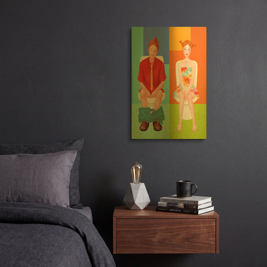 'Boy Meets Girl' By Sai Tamiya Gold Metal Wall Art