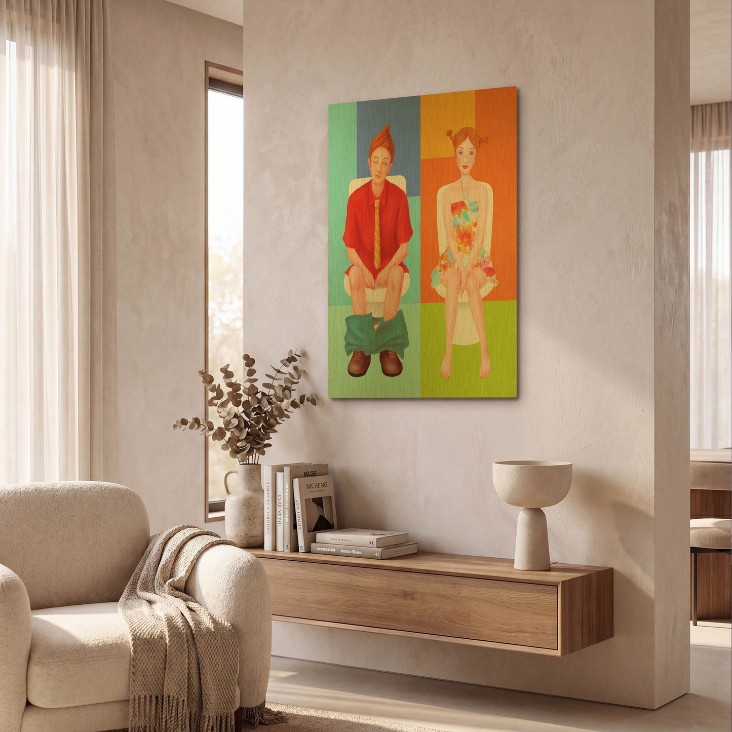 'Boy Meets Girl' By Sai Tamiya Gold Metal Wall Art
