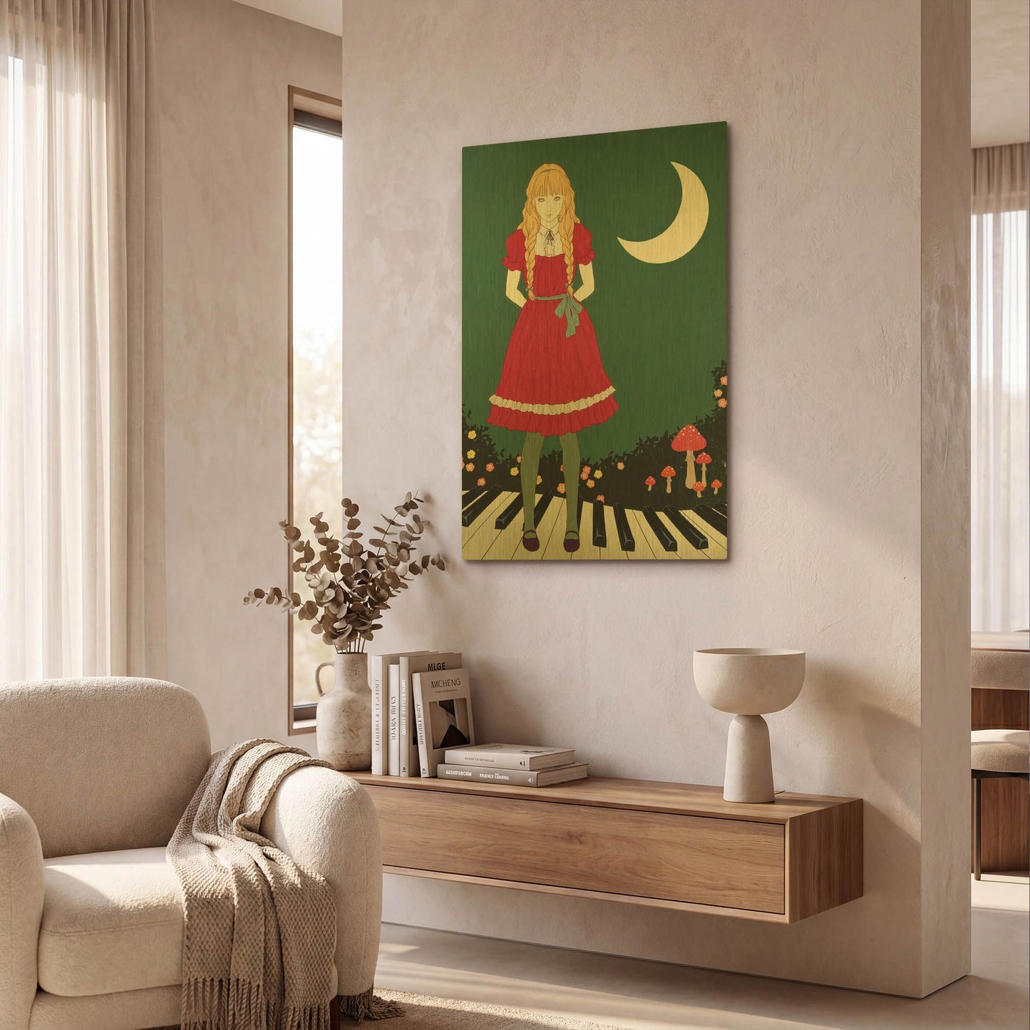 'Crescent Moon' By Sai Tamiya Gold Metal Wall Art