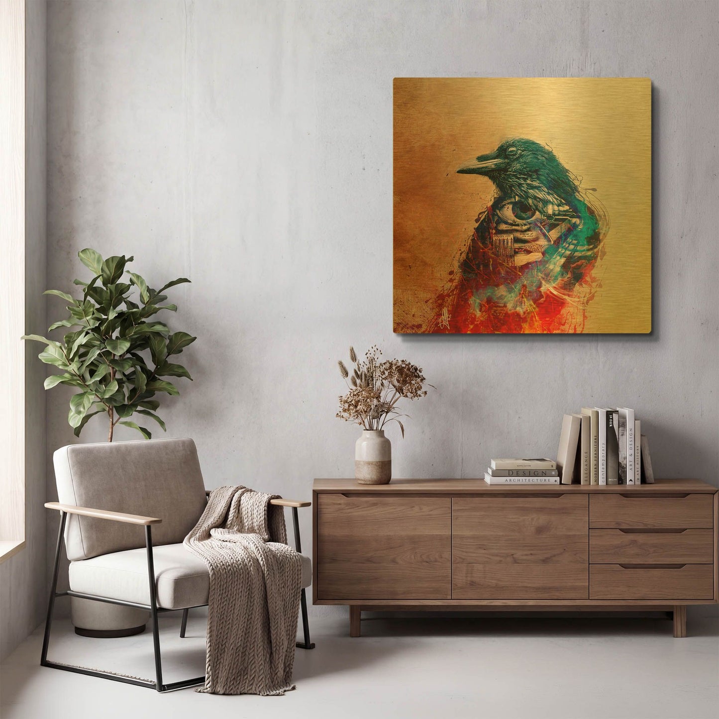 'Ravenscry' By Mario Sanchez Nevado Gold Metal Wall Art