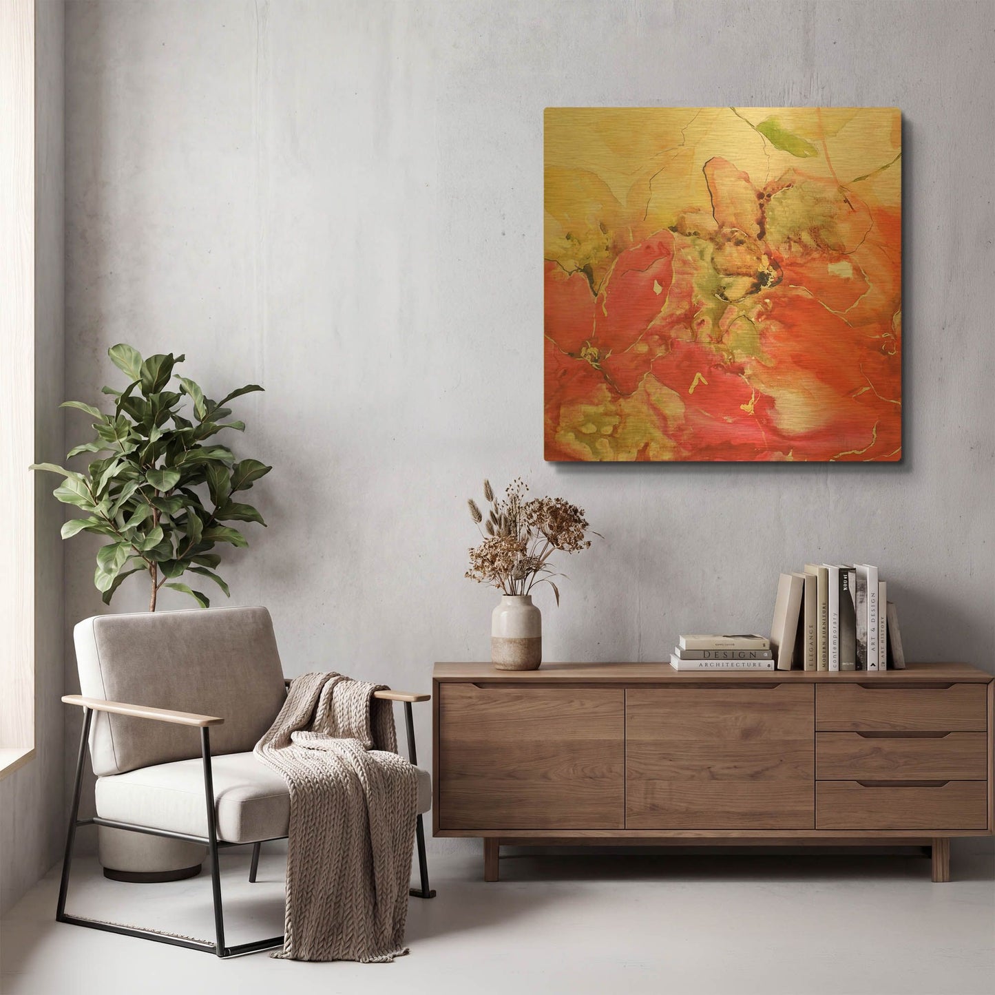 'En Naranjas I' By Leticia Herrera Gold Metal Wall Art