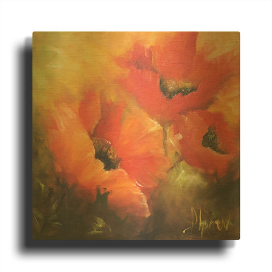 'En Rojos' By Leticia Herrera Gold Metal Wall Art