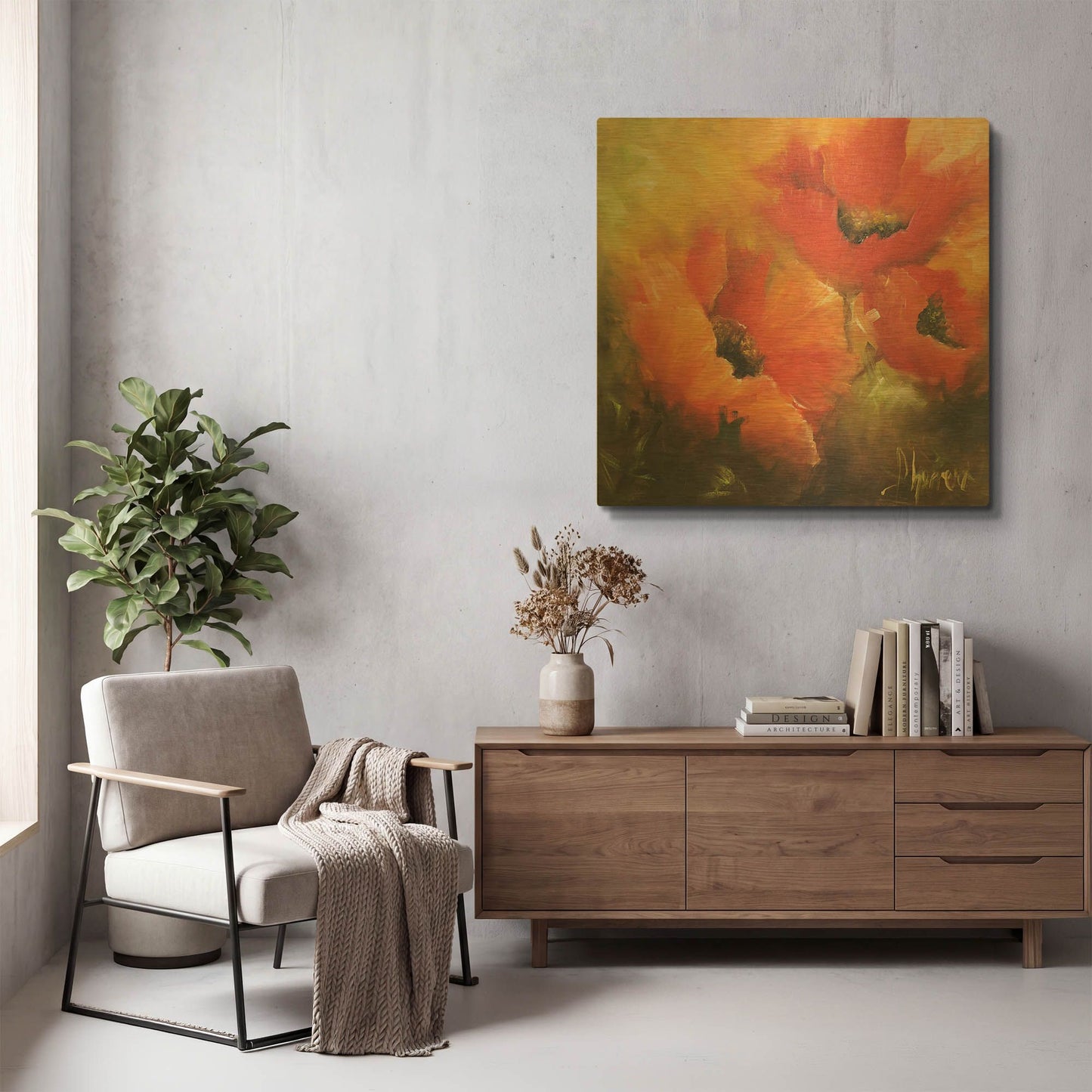 'En Rojos' By Leticia Herrera Gold Metal Wall Art